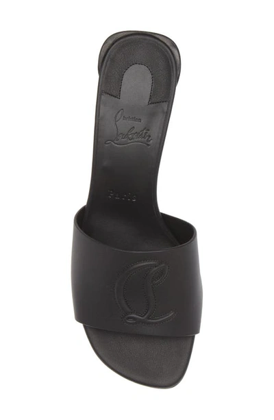 Shop Christian Louboutin Cl Logo Block Heel Slide Sandal In Black/ Lin Black