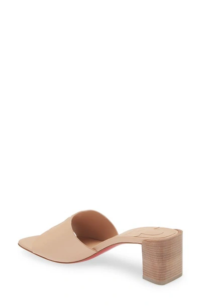 Shop Christian Louboutin Cl Logo Block Heel Slide Sandal In Leche Scuro