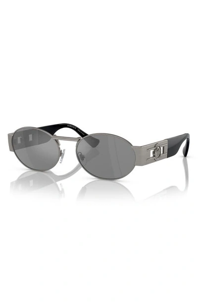 Shop Versace 56mm Oval Sunglasses In Matte Grey