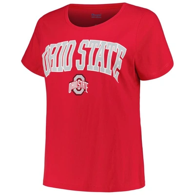 Shop Profile Scarlet Ohio State Buckeyes Plus Size Arch Over Logo Scoop Neck T-shirt