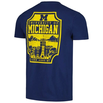 Shop Image One Navy Michigan Wolverines Campus Badge Comfort Colors T-shirt