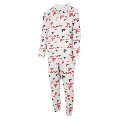 Shop Concepts Sport White Atlanta Falcons Allover Print Docket Union Full-zip Hooded Pajama Suit