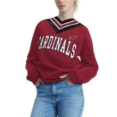 Shop Tommy Hilfiger Cardinal Arizona Cardinals Heidi V-neck Pullover Sweatshirt