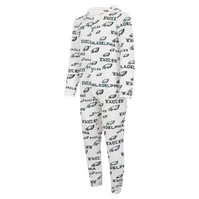 Shop Concepts Sport White Philadelphia Eagles Allover Print Docket Union Full-zip Hooded Pajama Suit