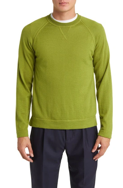 Shop Officine Generale Nate Merino Wool Crewneck Sweater In Fresh Green