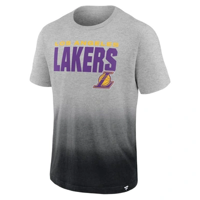 Shop Fanatics Branded Heathered Gray/black Los Angeles Lakers Board Crasher Dip-dye T-shirt In Heather Gray
