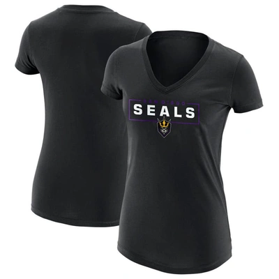 Shop Adpro Sports Black San Diego Seals Primary Logo V-neck T-shirt