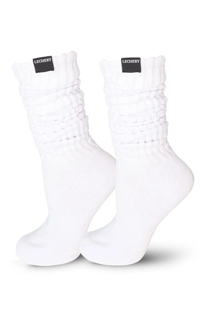 Lechery Gender Inclusive Scrunch Crew Socks In White