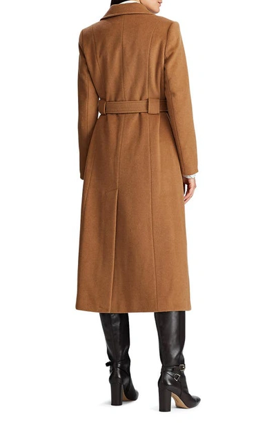 Shop Lauren Ralph Lauren Belted Longline Wool Blend Wrap Coat In New Vicuna