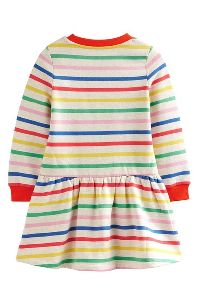 Shop Mini Boden Kids' Stripe Long Sleeve Fleece Sweatshirt Dress In Multi Stripe