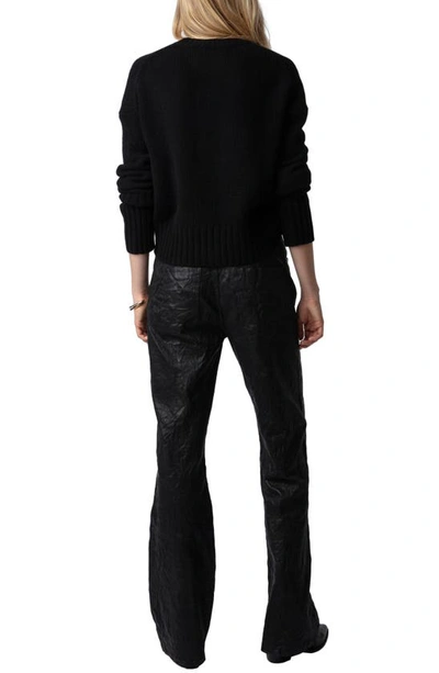 Shop Zadig & Voltaire Bleez Sequin Wing Graphic Cashmere & Merino Wool Sweater In Noir