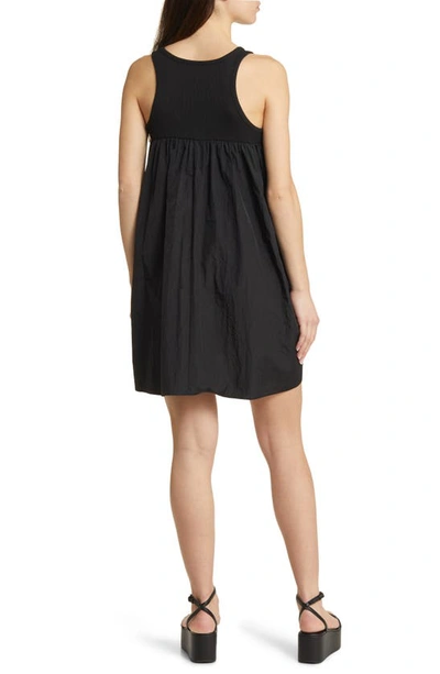 Shop Asos Design Mixed Media Babydoll Dress In Black