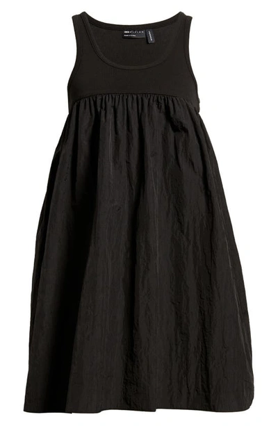 Shop Asos Design Mixed Media Babydoll Dress In Black