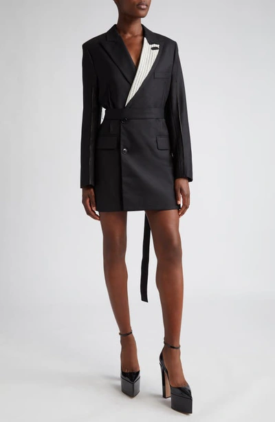 Shop Victoria Beckham Tailored Double Breasted Long Sleeve Belted Minidress In Black