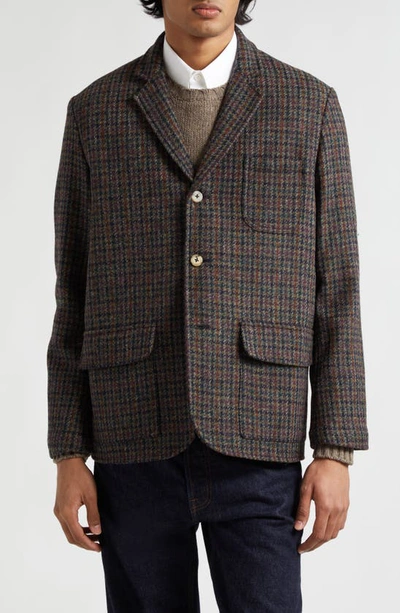 Shop De Bonne Facture Wool Tweed Jacket In Navy Houndstooth
