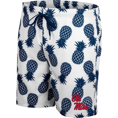 Shop Colosseum White/navy Ole Miss Rebels Pineapple Swim Shorts
