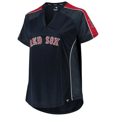 Shop Profile Navy Boston Red Sox Plus Size Diva Notch Neck Raglan T-shirt