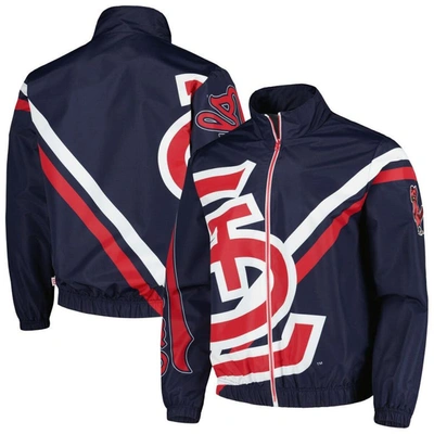 Shop Mitchell & Ness Navy St. Louis Cardinals Exploded Logo Warm Up Full-zip Jacket