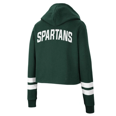 Shop Colosseum Green Michigan State Spartans Throwback Stripe Cropped Pullover Hoodie
