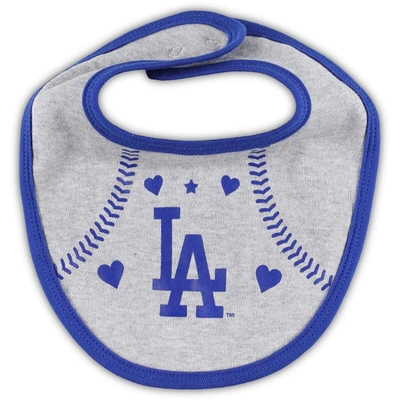 Shop Outerstuff Newborn & Infant Royal/heather Gray Los Angeles Dodgers Three-piece Love Of Baseball Bib Bodysuit & 