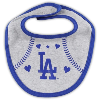 Outerstuff Newborn & Infant Royal/heather Gray Los Angeles Dodgers Three-piece Love Of Baseball Bib Bodysuit & In Royal