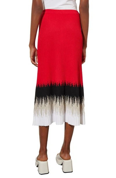 Ming Wang Ribbed Ombré Midi Skirt In P Red/lm/bwh
