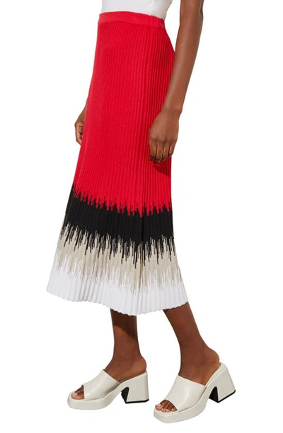 Ming Wang Ribbed Ombré Midi Skirt In P Red/lm/bwh