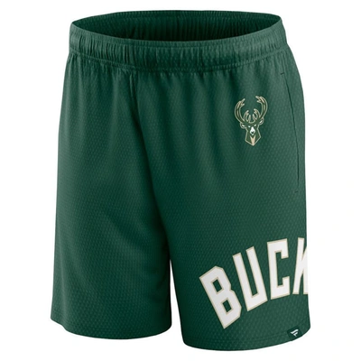 Shop Fanatics Branded Hunter Green Milwaukee Bucks Free Throw Mesh Shorts