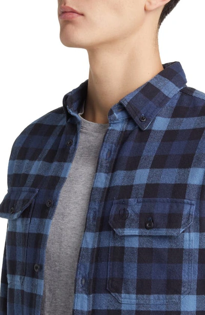 Shop Fjall Raven Skog Trim Fit Plaid Cotton Flannel Button-down Shirt In Indigo Blue-dark Navy