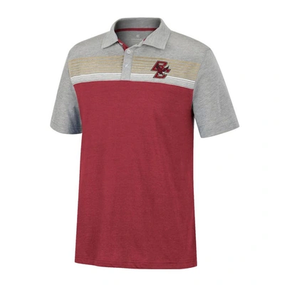 Shop Colosseum Maroon/heather Gray Boston College Eagles Caddie Lightweight Polo