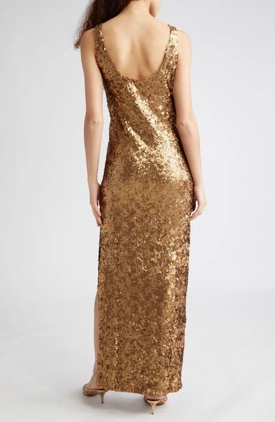 Shop Bytimo Sequin Sleeveless Maxi Dress In Golden