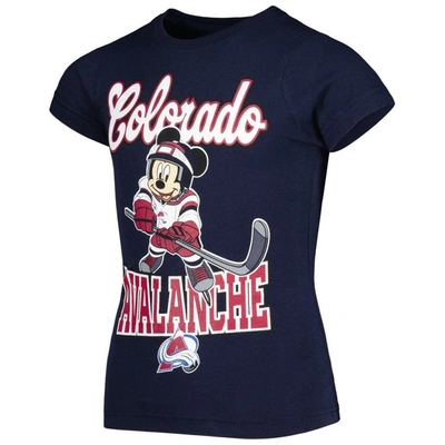Shop Outerstuff Girls Youth Navy Colorado Avalanche Mickey Mouse Go Team Go T-shirt