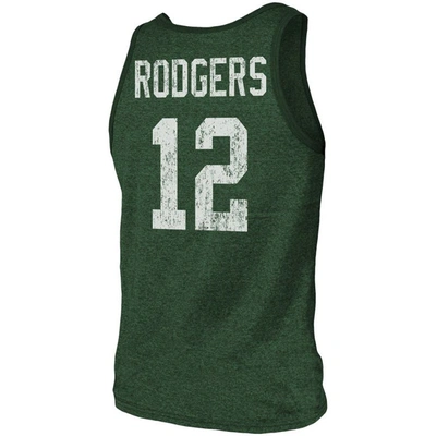 Shop Majestic Fanatics Branded Aaron Rodgers Green Green Bay Packers Name & Number Tri-blend Tank Top
