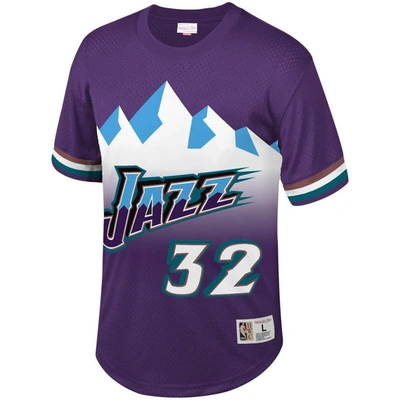 Shop Mitchell & Ness Karl Malone Purple Utah Jazz Mesh T-shirt