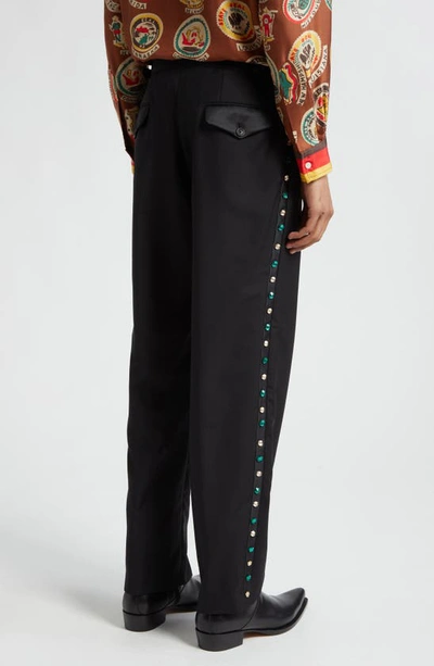 Bode Crystal Wool & Mohair Tuxedo Trousers In Black