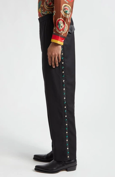 Bode Crystal Wool & Mohair Tuxedo Trousers In Black
