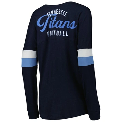 Shop New Era Navy Tennessee Titans Athletic Varsity Lightweight Lace-up Long Sleeve T-shirt