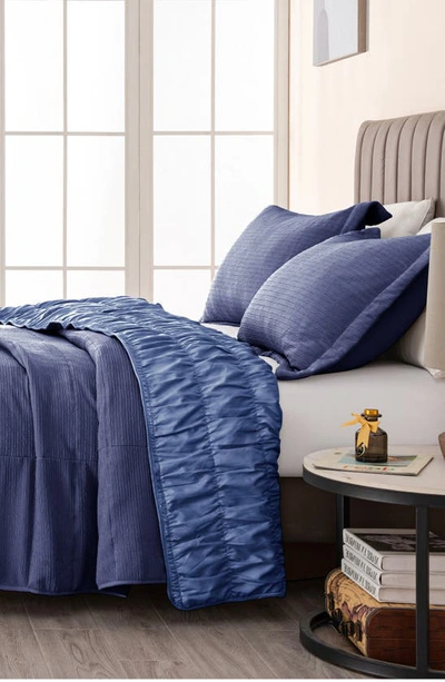 Woven & Weft Textured Quilt In Navy