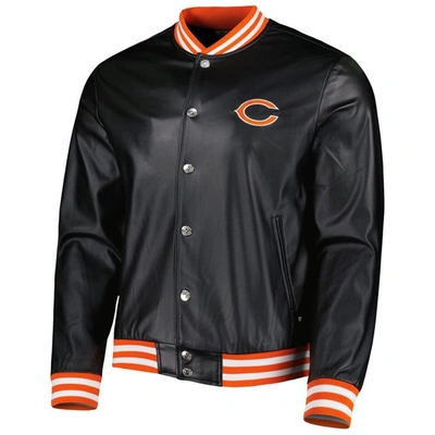 Shop The Wild Collective Black Chicago Bears Metallic Bomber Full-snap Jacket