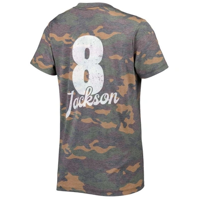 Shop Majestic Threads Lamar Jackson Camo Baltimore Ravens Name & Number V-neck Tri-blend T-shirt