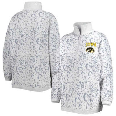 Shop Gameday Couture Heather Gray Iowa Hawkeyes Leopard Quarter-zip Sweatshirt