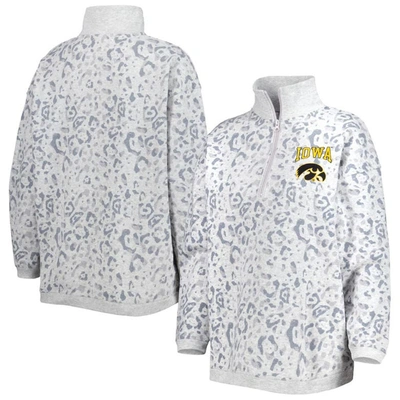Gameday Couture Heather Gray Iowa Hawkeyes Leopard Quarter-zip Jacket In Heather Gray