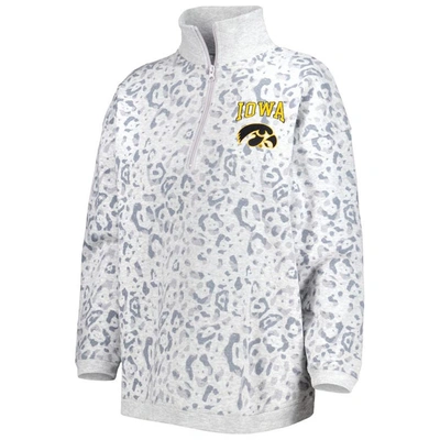 Gameday Couture Heather Gray Iowa Hawkeyes Leopard Quarter-zip Jacket In Heather Gray