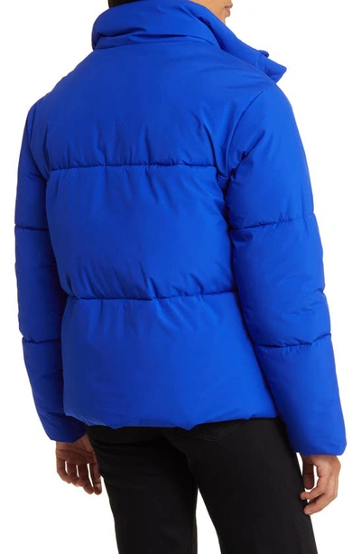 Shop Sam Edelman Stand Collar Puffer Jacket In Classic Blue