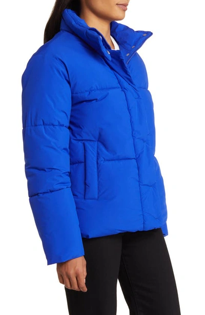 Shop Sam Edelman Stand Collar Puffer Jacket In Classic Blue