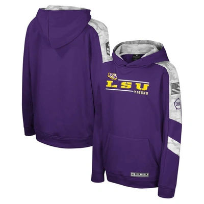 Shop Colosseum Youth  Purple Lsu Tigers Oht Military Appreciation Cyclone Digital Camo Pullover Hoodie