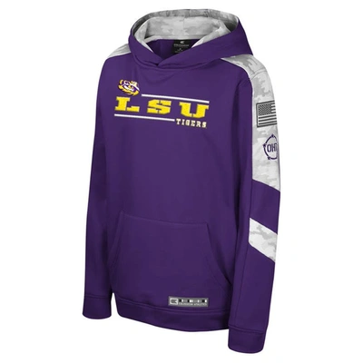 Shop Colosseum Youth  Purple Lsu Tigers Oht Military Appreciation Cyclone Digital Camo Pullover Hoodie