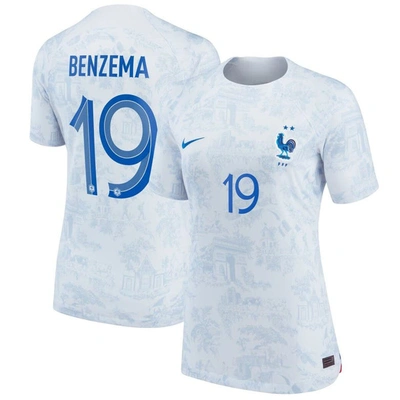 Shop Nike Karim Benzema White France National Team 2022/23 Away Breathe Stadium Replica Player Jersey