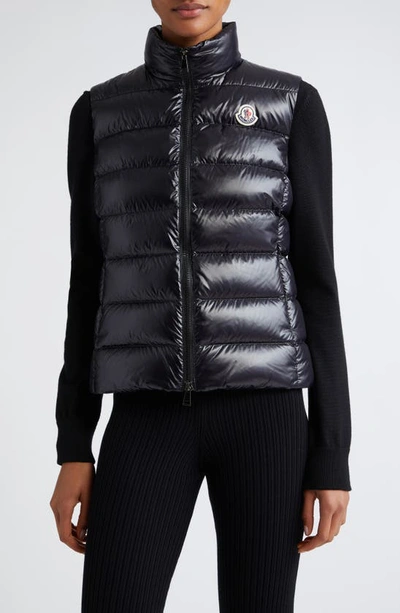 Shop Moncler Ghany Mock Neck Down Puffer Vest In Black