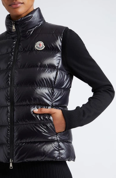 Shop Moncler Ghany Mock Neck Down Puffer Vest In Black